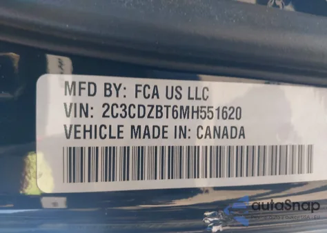 2021 Dodge Challenger R/T z USA, uszkodzony, nr VIN 2C3CDZBT6MH551620